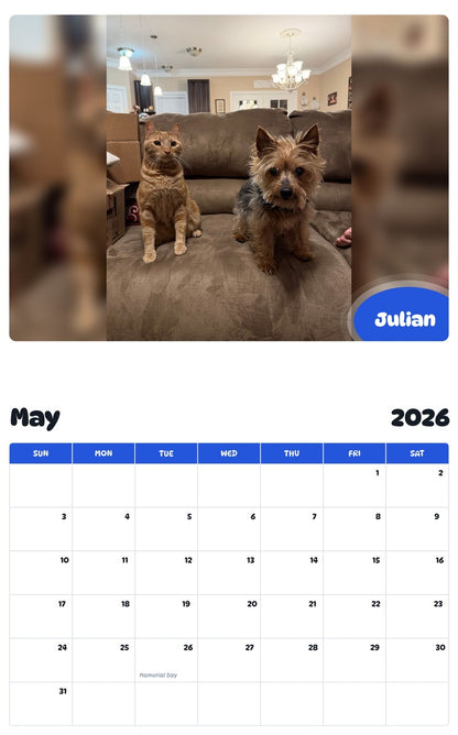2026 - 2027 Julian - Pawidols Pet Calendar