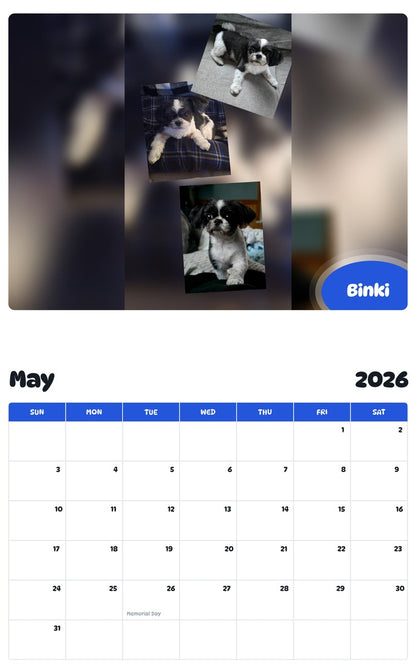 2026 - 2027 Binki - Pawidols Pet Calendar