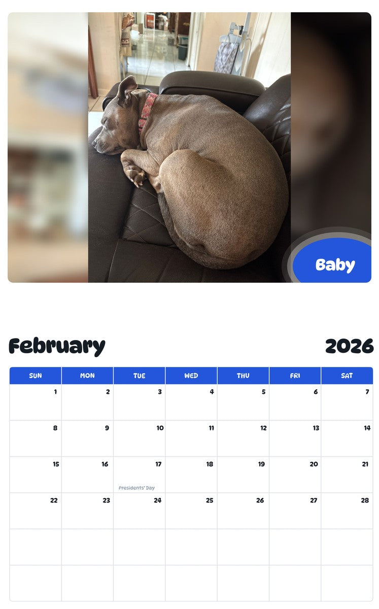 October 2025 - September 2026 Baby - Pawidols Pet Calendar