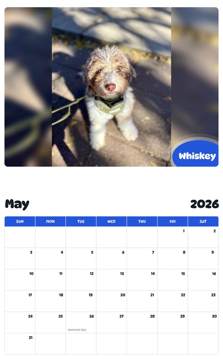 2026 - 2027 Whiskey - Pawidols Pet Calendar