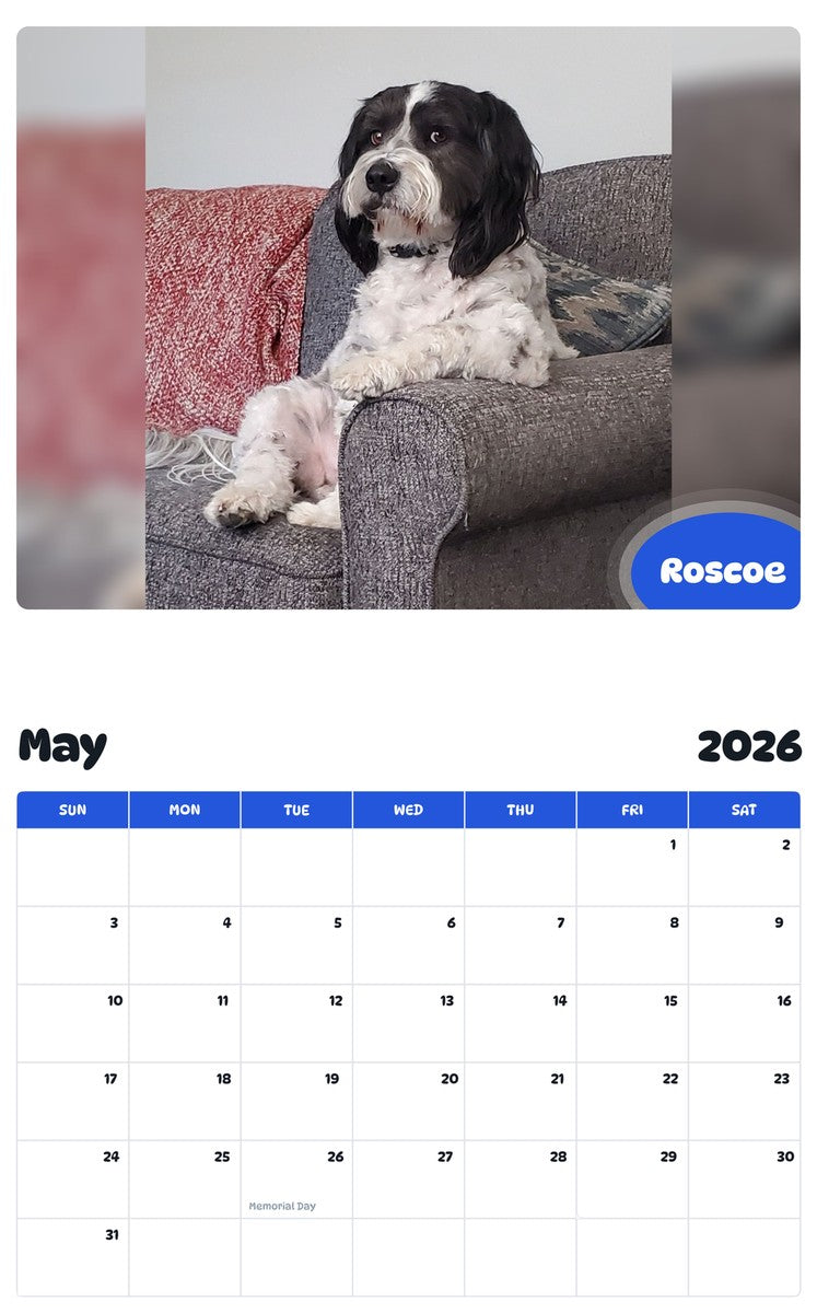 2026 - 2027 Roscoe - Pawidols Pet Calendar