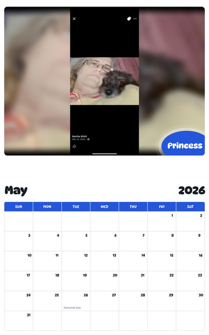 2026 - 2027 Princess - Pawidols Pet Calendar
