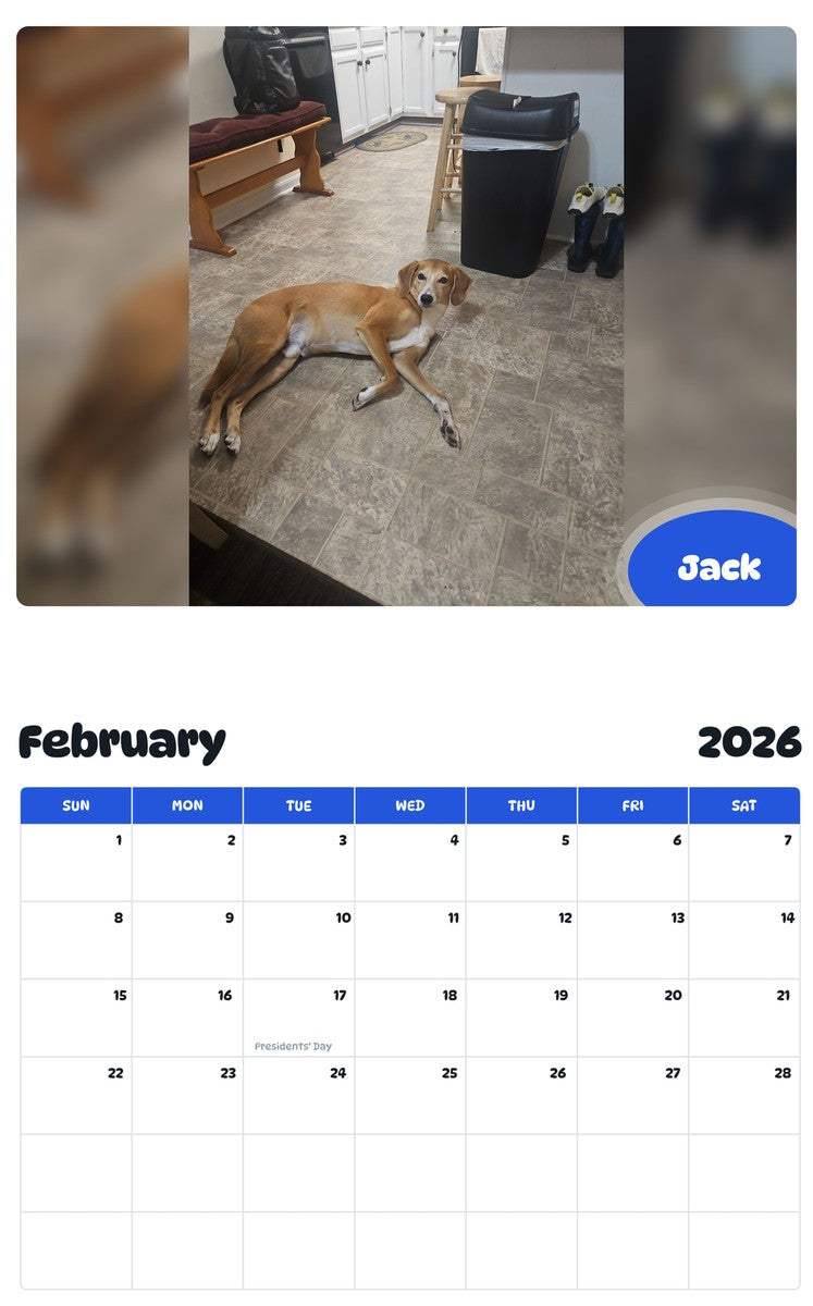 October 2025 - September 2026 Jack - Pawidols Pet Calendar