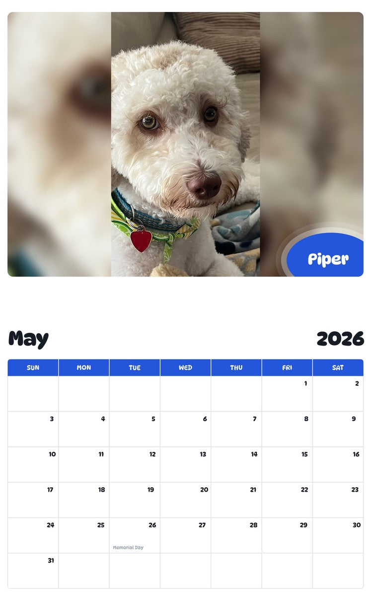 2026 - 2027 Piper - Pawidols Pet Calendar