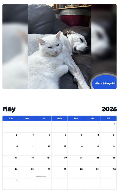 2026 - 2027 Pizza & Linguini - Pawidols Pet Calendar