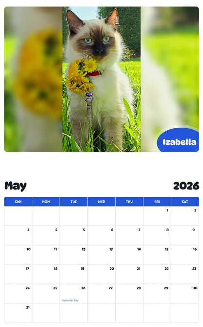 2026 - 2027 Izabella - Pawidols Pet Calendar