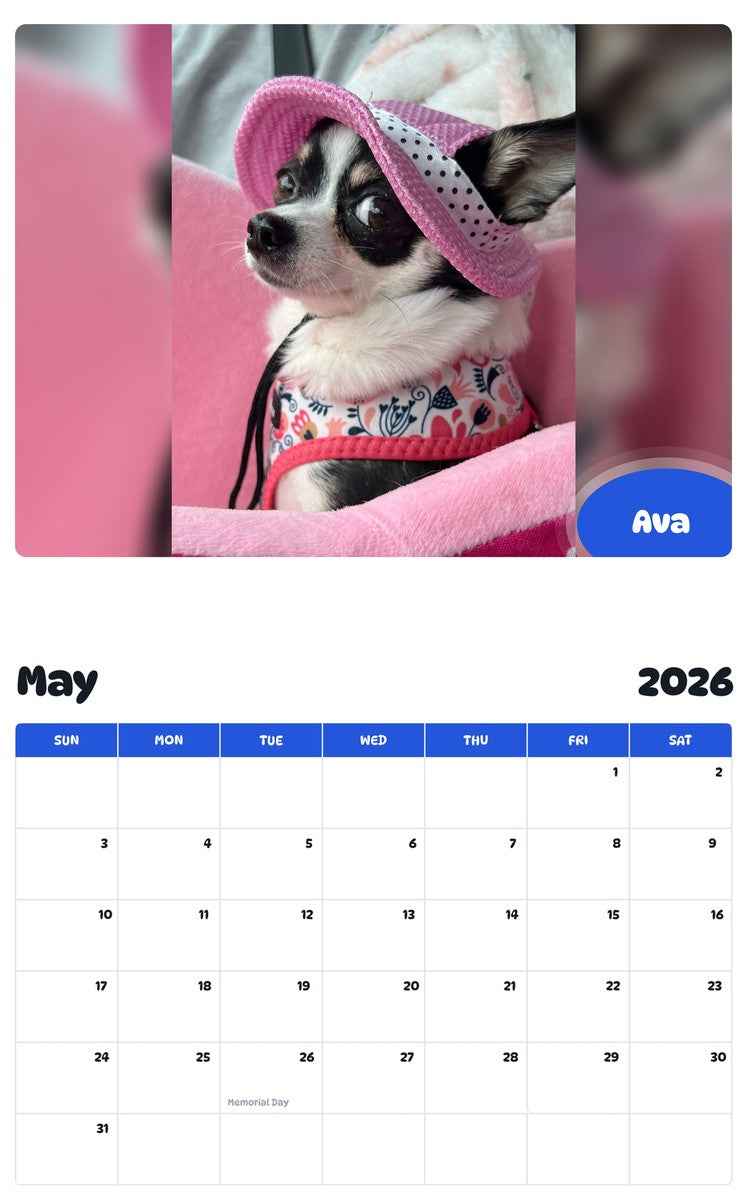 2026 - 2027 Ava - Pawidols Pet Calendar