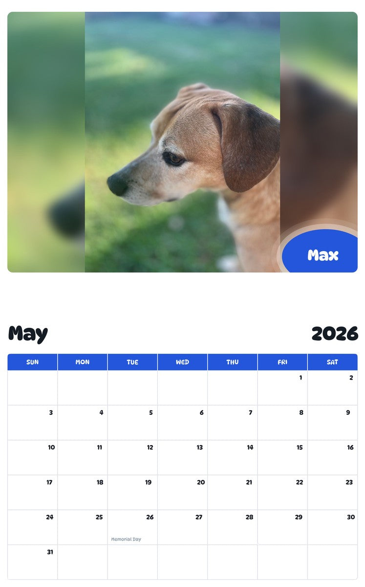 2026 - 2027 Max - Pawidols Pet Calendar