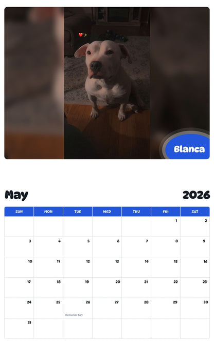 2026 - 2027 Blanca - Pawidols Pet Calendar