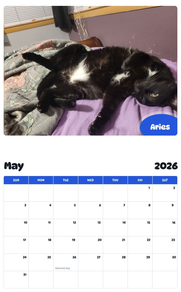 2026 - 2027 Aries - Pawidols Pet Calendar
