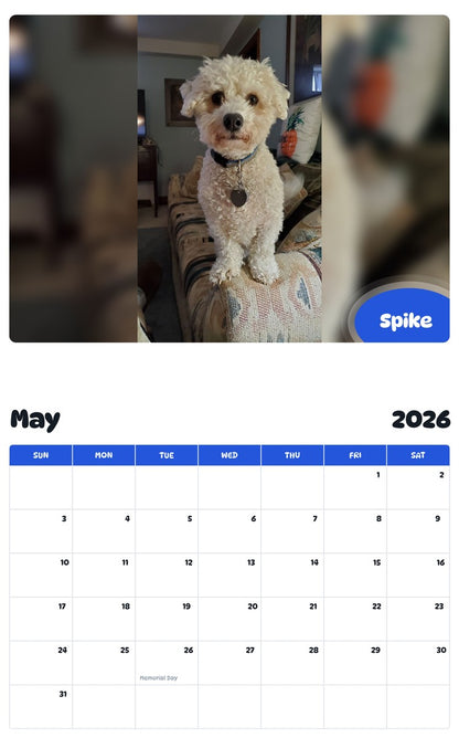 2026 - 2027 Spike - Pawidols Pet Calendar