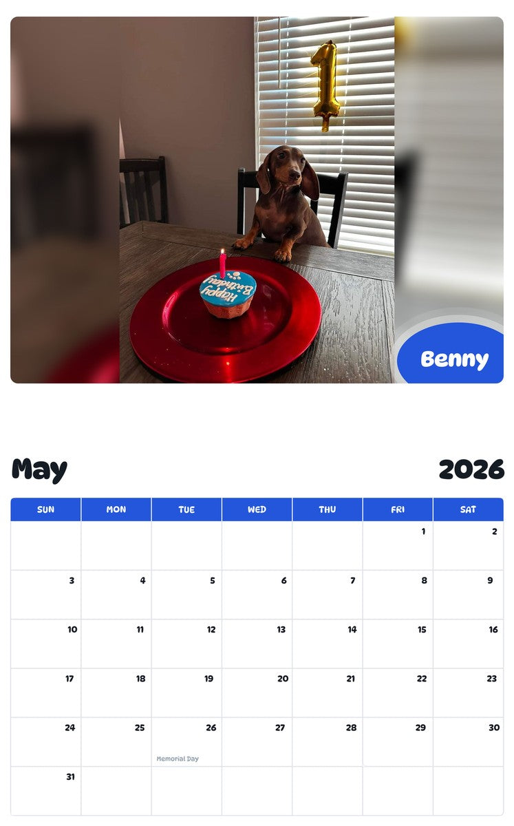 2026 - 2027 Benny - Pawidols Pet Calendar