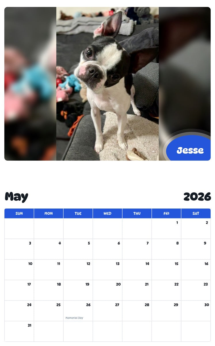 2026 - 2027 Jesse - Pawidols Pet Calendar