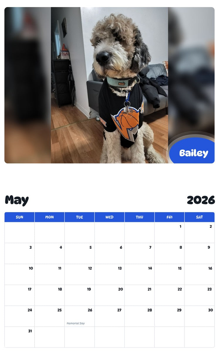 2026 - 2027 Bailey - Pawidols Pet Calendar