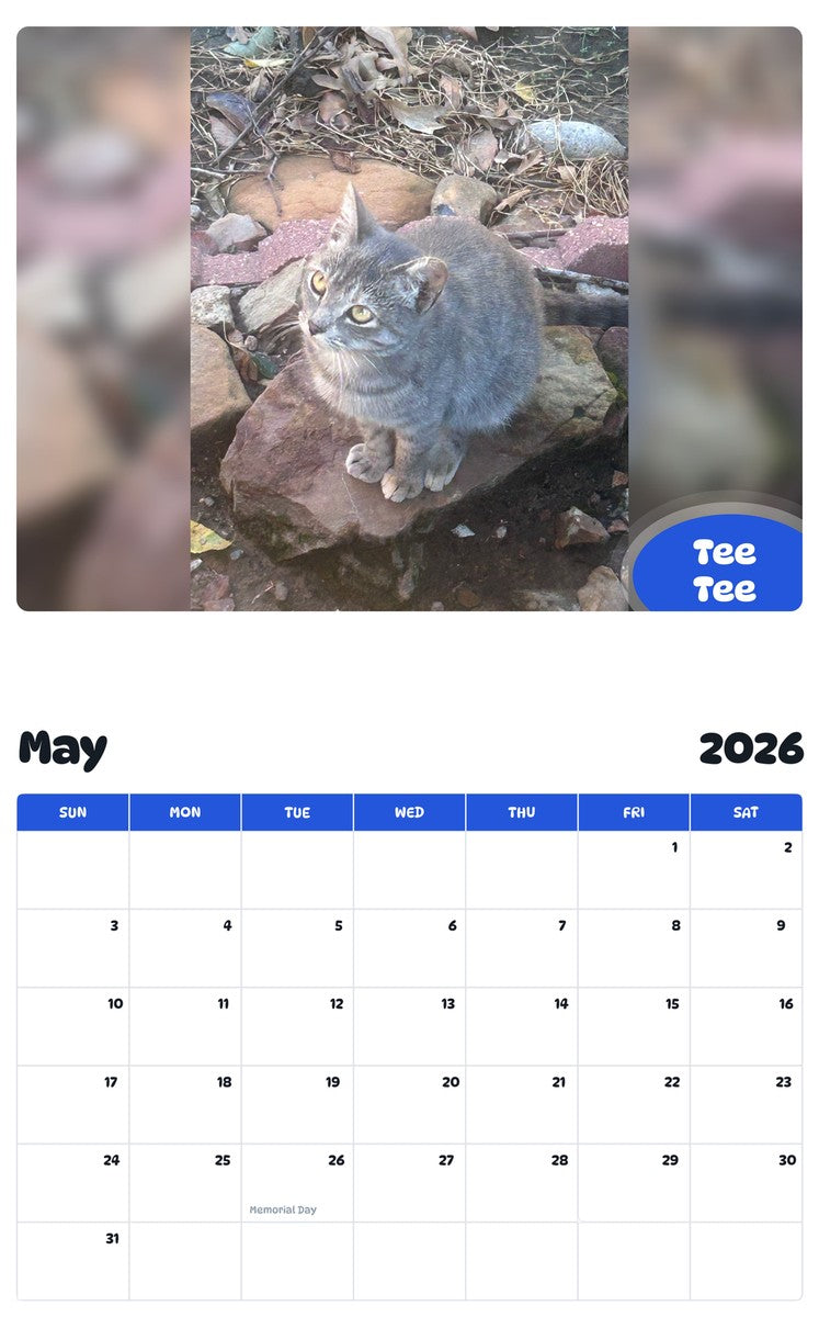 2026 - 2027 Tee Tee - Pawidols Pet Calendar