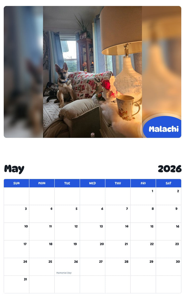 2026 - 2027 Malachi - Pawidols Pet Calendar