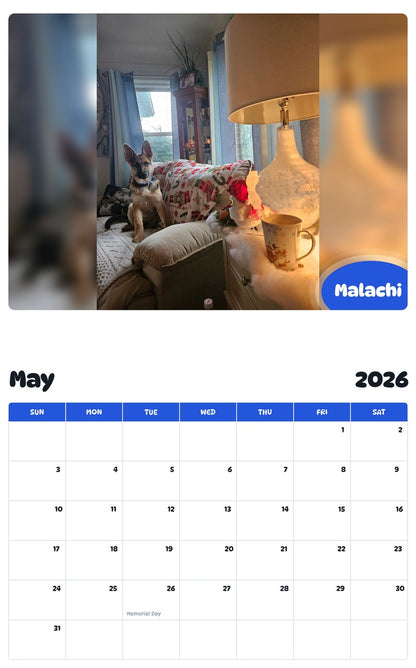 2026 - 2027 Malachi - Pawidols Pet Calendar