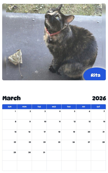 November 2025 - October 2026 Rita - Pawidols Pet Calendar