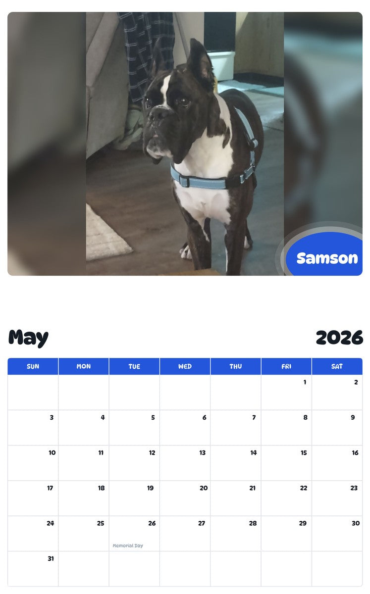 2026 - 2027 Samson - Pawidols Pet Calendar