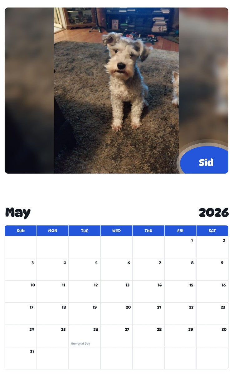 2026 - 2027 Sid - Pawidols Pet Calendar
