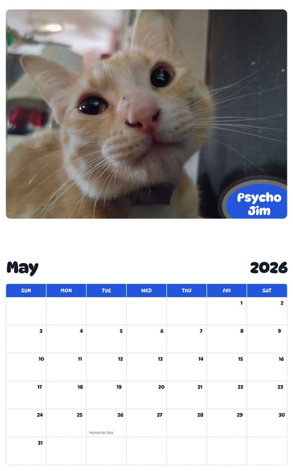 2026 - 2027 Psycho Jim - Pawidols Pet Calendar