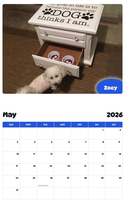 2026 - 2027 Zoey - Pawidols Pet Calendar