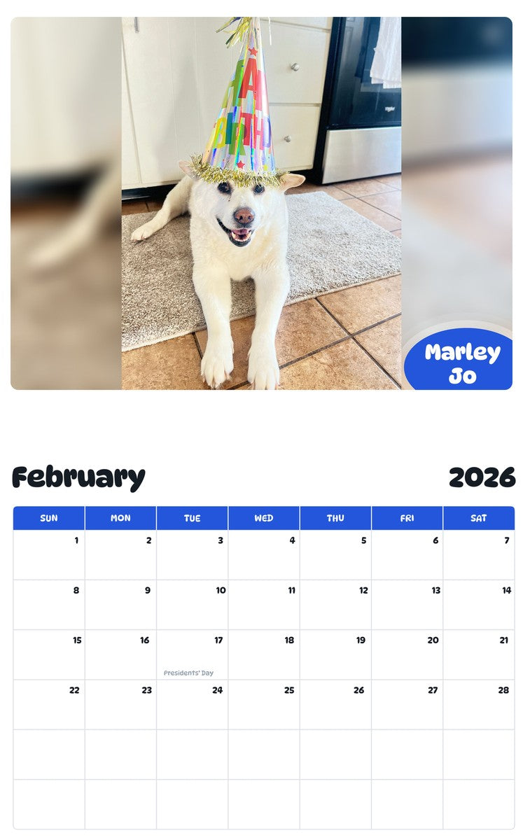 October 2025 - September 2026 Marley Jo - Pawidols Pet Calendar