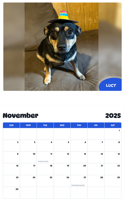July 2025 - June 2026 Lucy - Pawidols Pet Calendar
