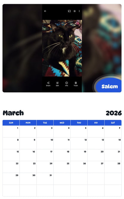 November 2025 - October 2026 Salem - Pawidols Pet Calendar