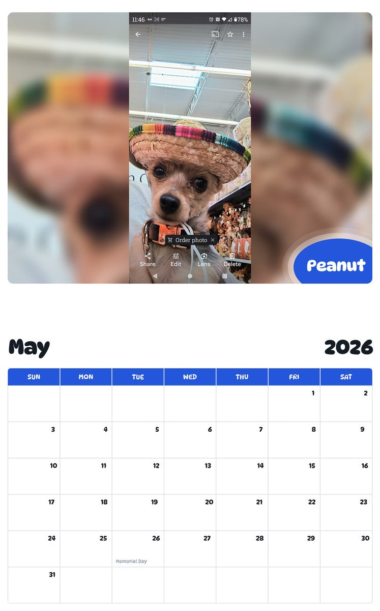 2026 - 2027 Peanut - Pawidols Pet Calendar