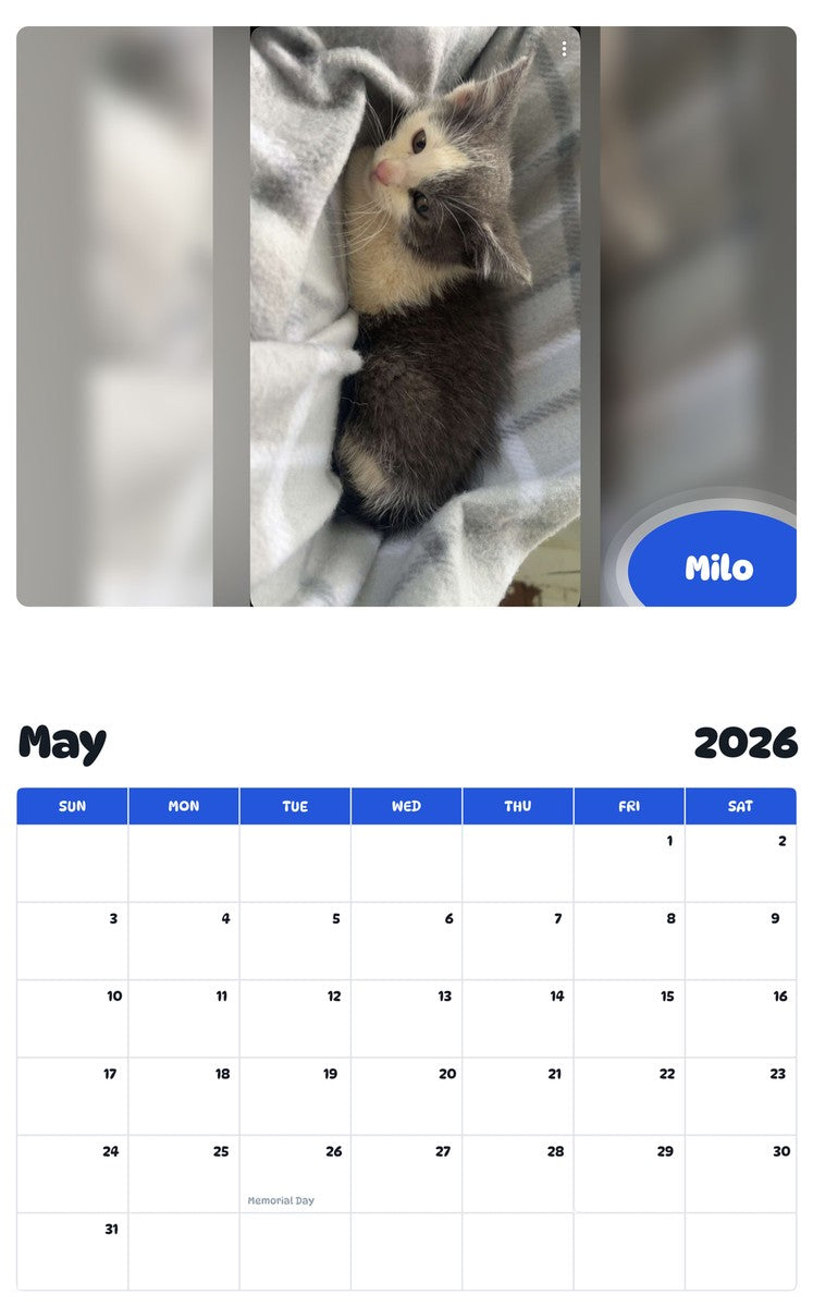 2026 - 2027 Milo - Pawidols Pet Calendar