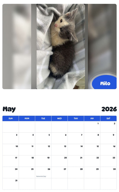 2026 - 2027 Milo - Pawidols Pet Calendar