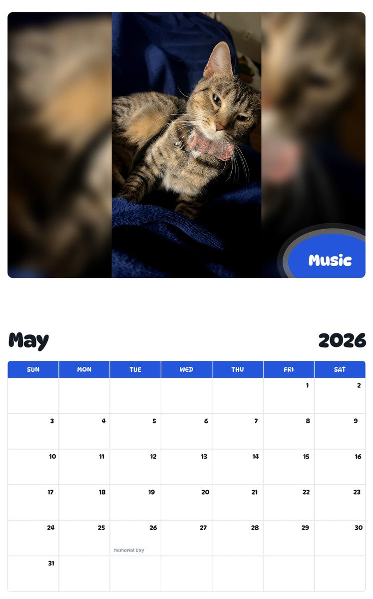 2026 - 2027 Music - Pawidols Pet Calendar