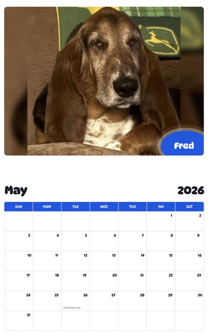 2026 - 2027 Fred - Pawidols Pet Calendar