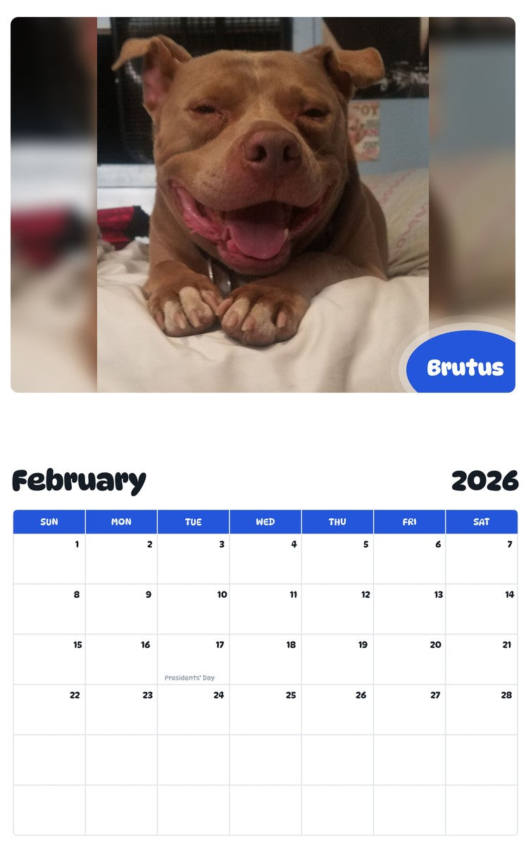 October 2025 - September 2026 Brutus - Pawidols Pet Calendar