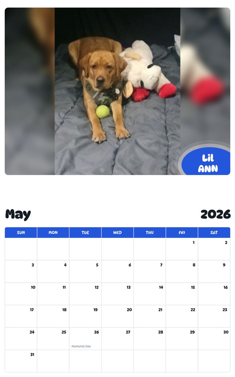 2026 - 2027 Lil ANN - Pawidols Pet Calendar
