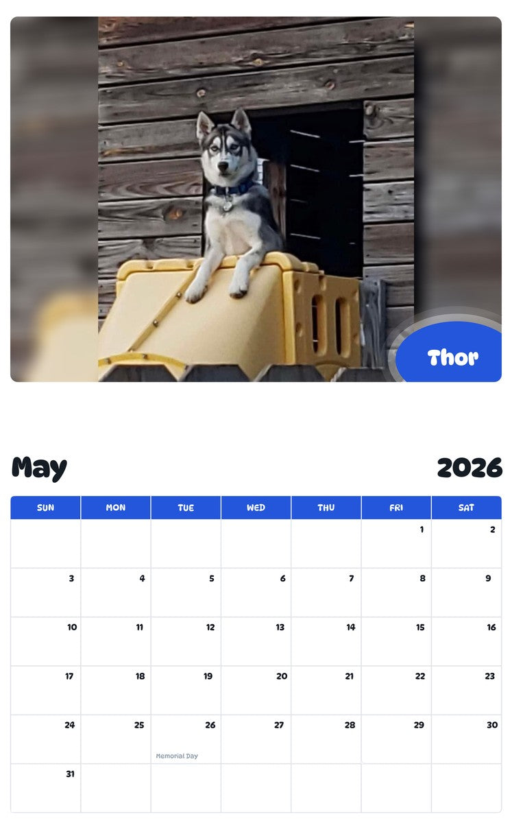 2026 - 2027 Thor - Pawidols Pet Calendar