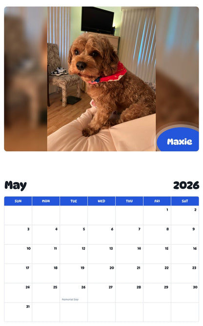 2026 - 2027 Maxie - Pawidols Pet Calendar