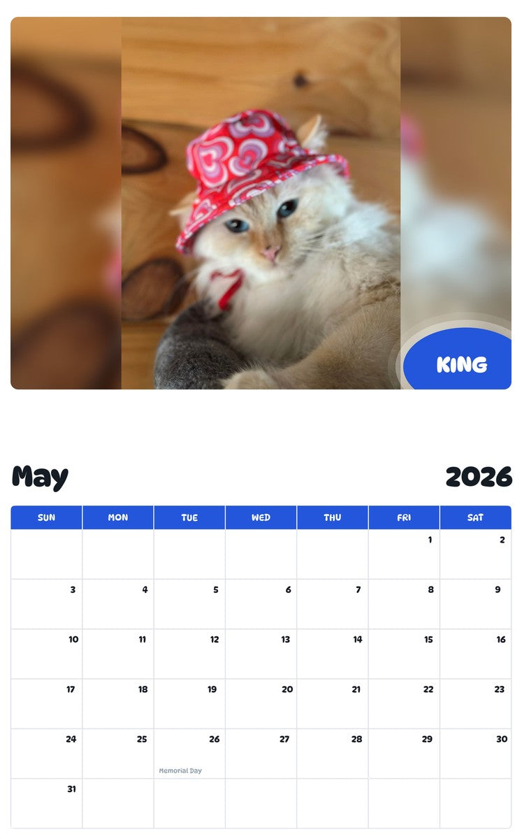 2026 - 2027 KING - Pawidols Pet Calendar