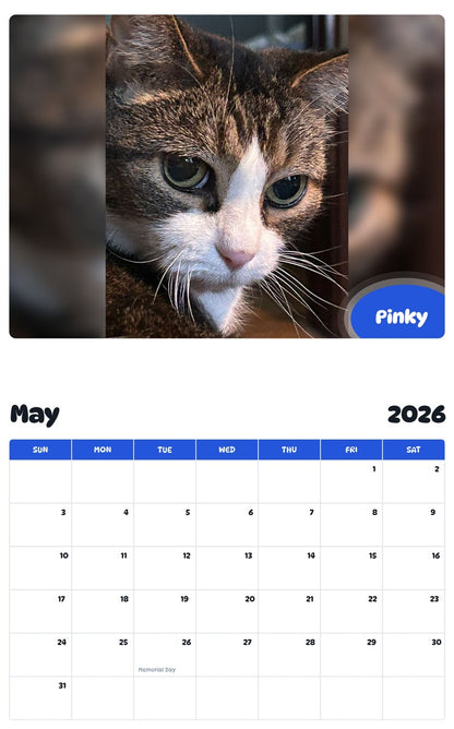 2026 - 2027 Pinky - Pawidols Pet Calendar