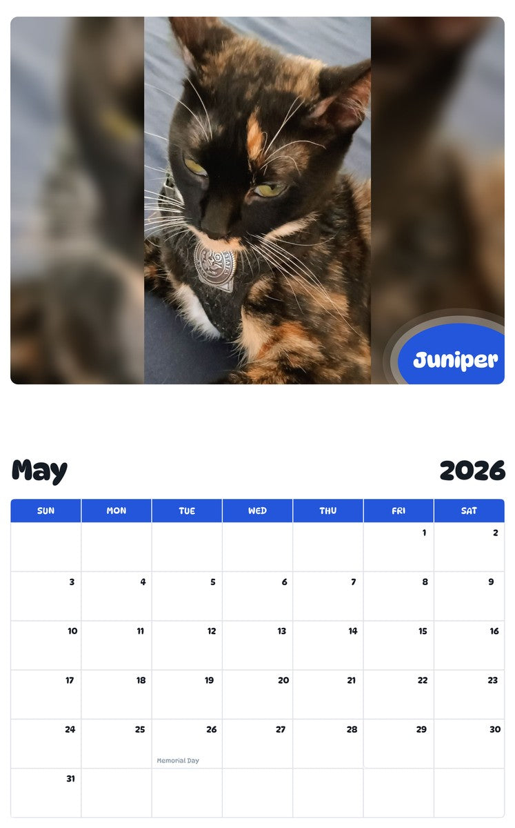 2026 - 2027 Juniper - Pawidols Pet Calendar