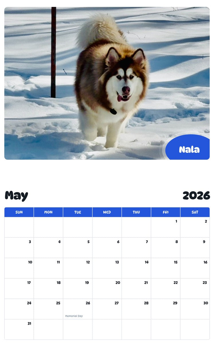 2026 - 2027 Nala - Pawidols Pet Calendar