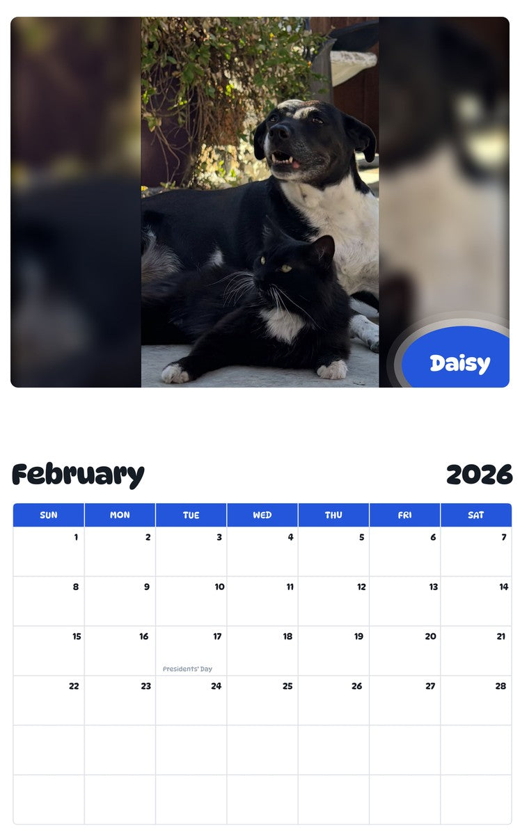 October 2025 - September 2026 Daisy - Pawidols Pet Calendar