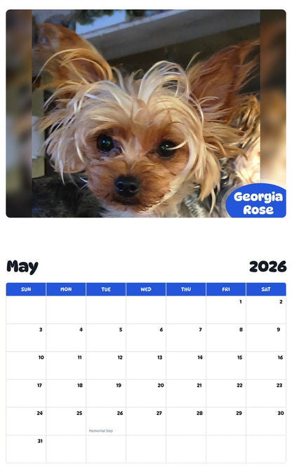 2026 - 2027 Georgia Rose - Pawidols Pet Calendar