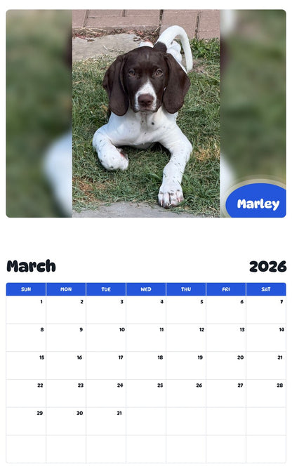 November 2025 - October 2026 Marley - Pawidols Pet Calendar