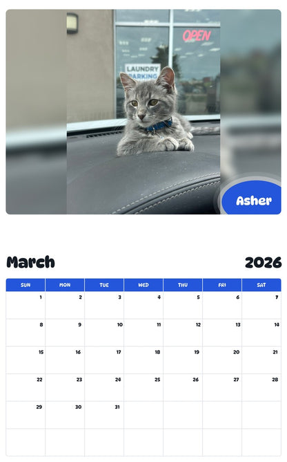 November 2025 - October 2026 Asher - Pawidols Pet Calendar