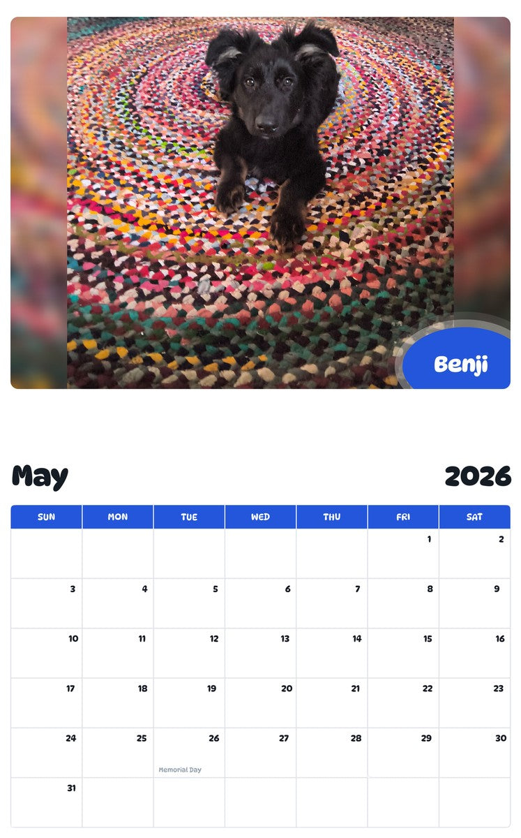 2026 - 2027 Benji - Pawidols Pet Calendar