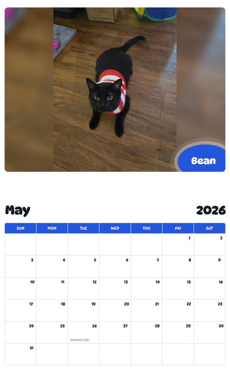 2026 - 2027 Bean - Pawidols Pet Calendar