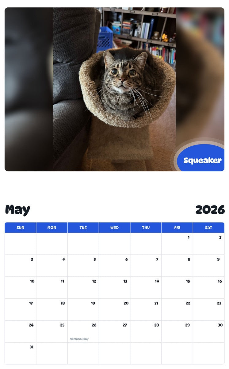 2026 - 2027 Squeaker - Pawidols Pet Calendar