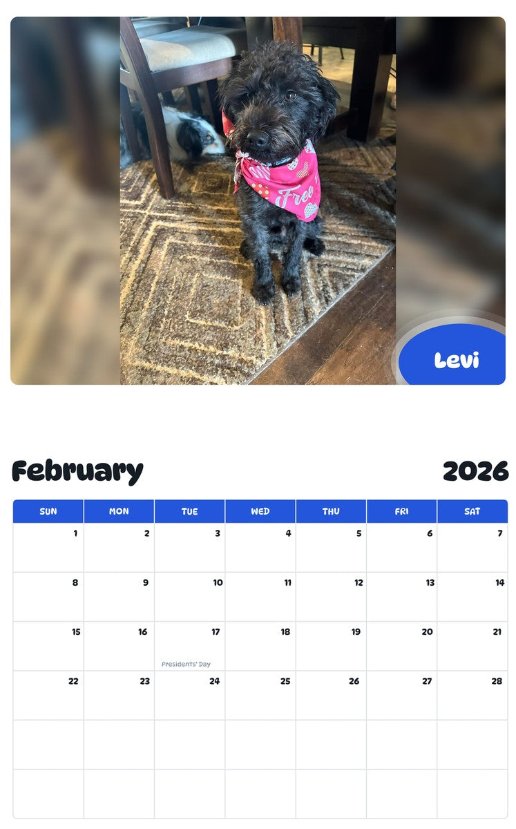 October 2025 - September 2026 Levi - Pawidols Pet Calendar